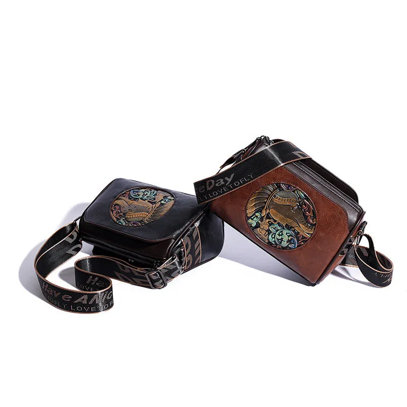 Women's Retro Artistic Chinese Style Fashion Embossing Shoulder Bags