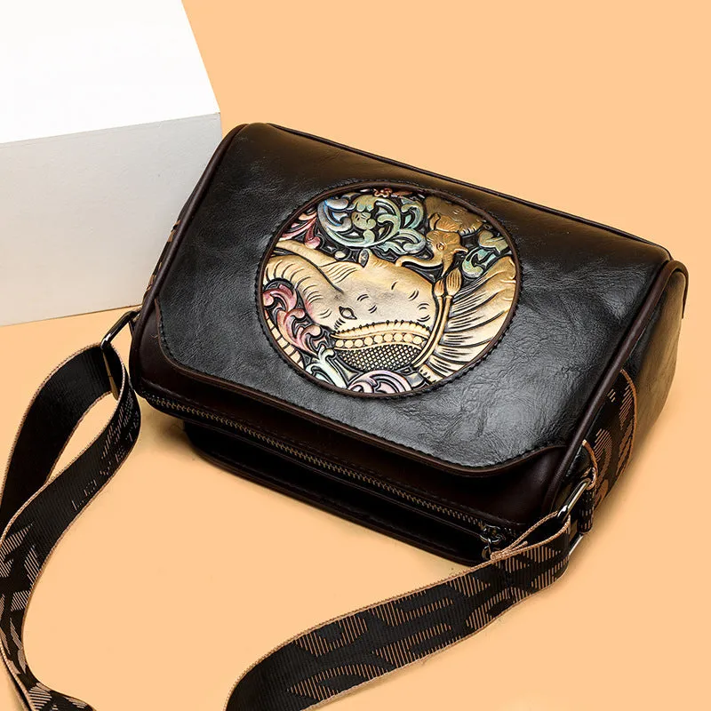 Women's Retro Artistic Chinese Style Fashion Embossing Shoulder Bags