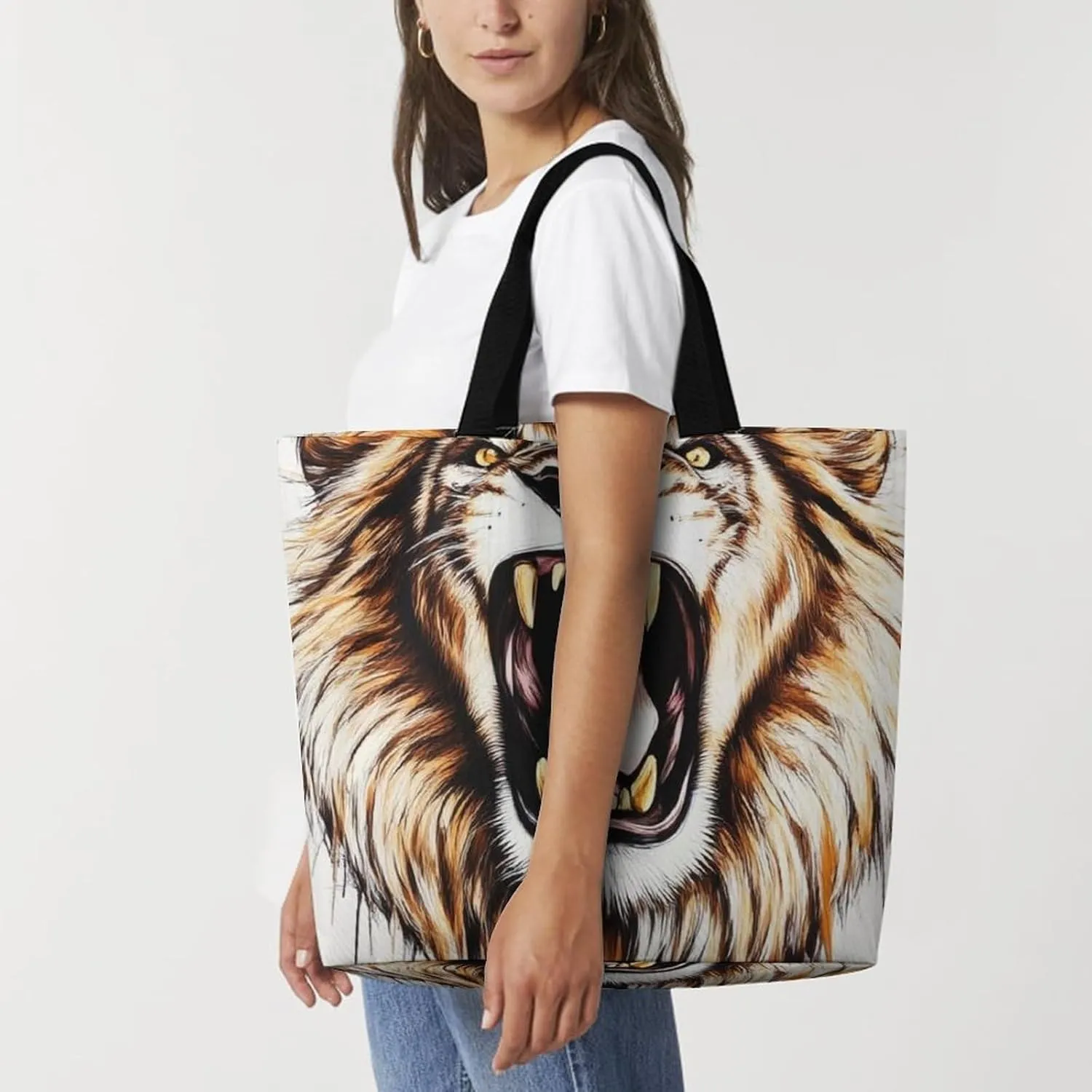 Women's Reusable Tote Bag, Portable Shoulder Handbags Large Capacity Casual Shopping Bags