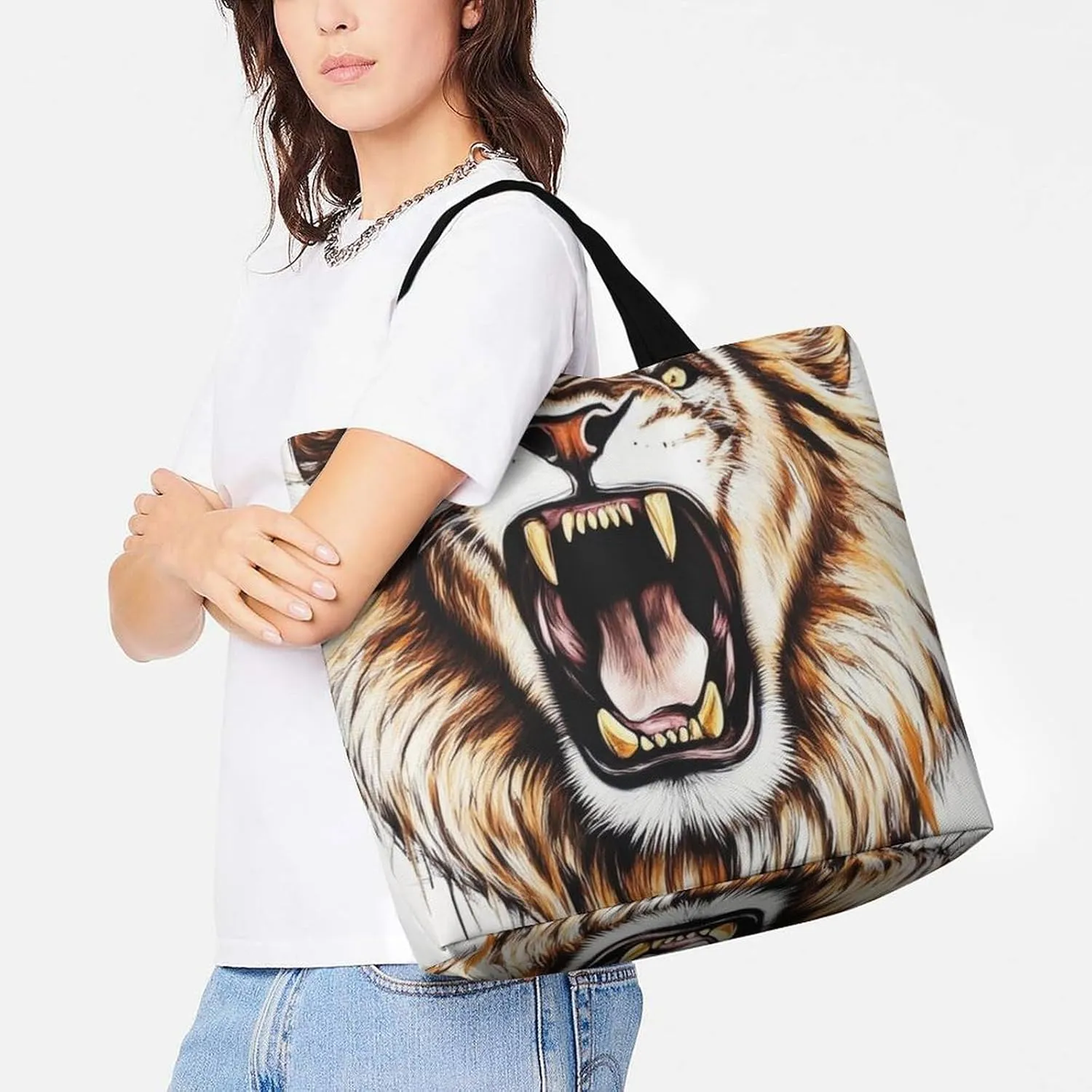 Women's Reusable Tote Bag, Portable Shoulder Handbags Large Capacity Casual Shopping Bags