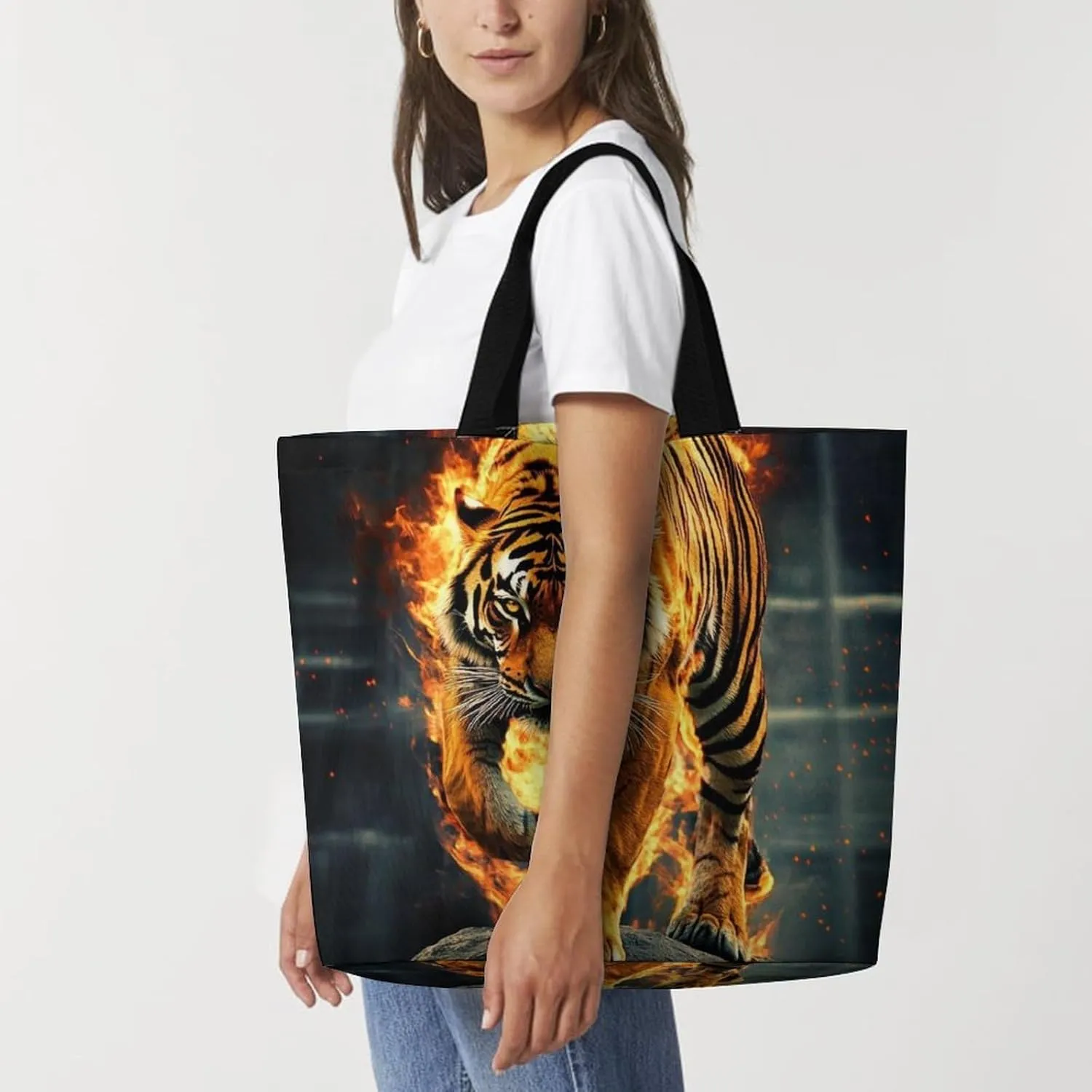 Women's Reusable Tote Bag, Portable Shoulder Handbags Large Capacity Casual Shopping Bags