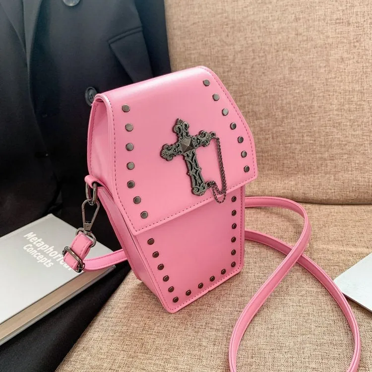 Women's Rivet Retro Gothic Style Vertical Mobile Crossbody Bags