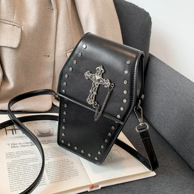 Women's Rivet Retro Gothic Style Vertical Mobile Crossbody Bags