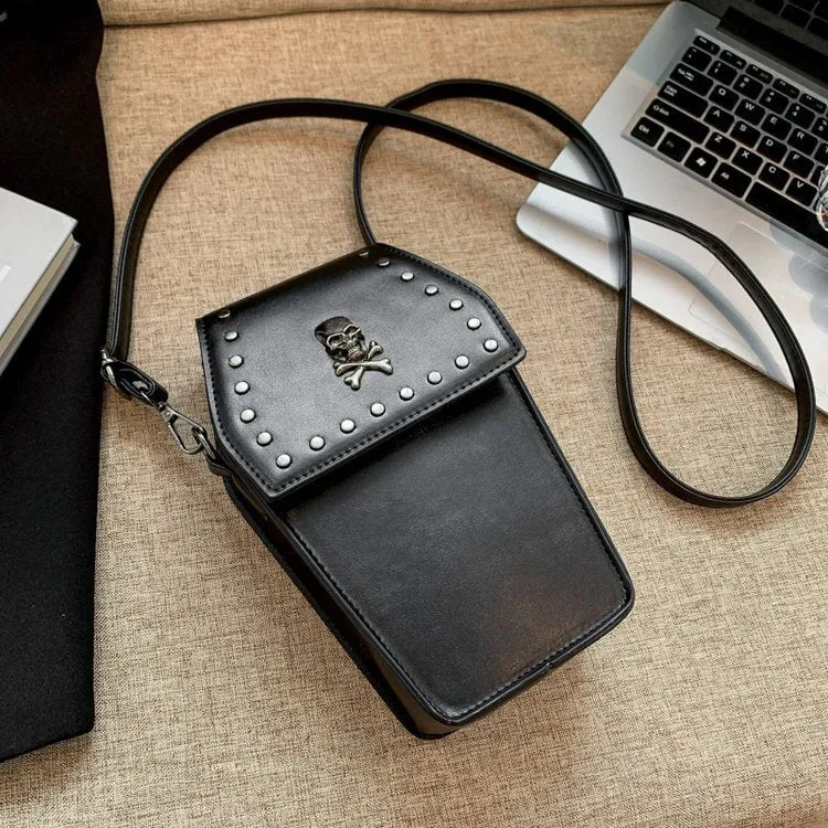 Women's Rivet Retro Gothic Style Vertical Mobile Crossbody Bags