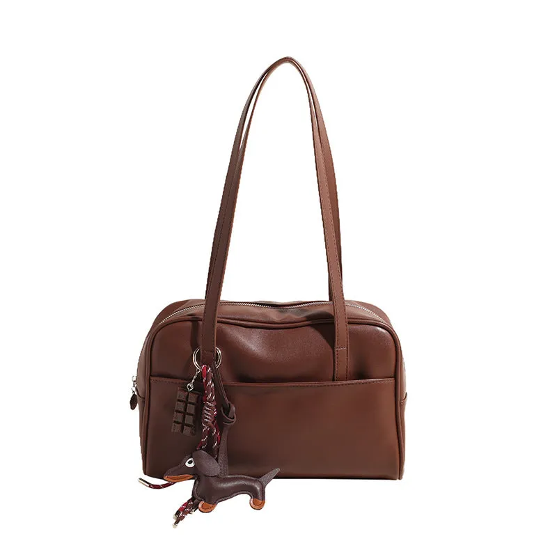 Women's Simple Bowling Large Capacity Retro Commuter Shoulder Bags