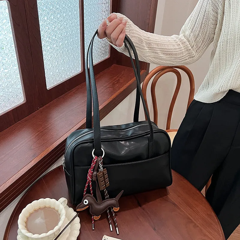 Women's Simple Bowling Large Capacity Retro Commuter Shoulder Bags