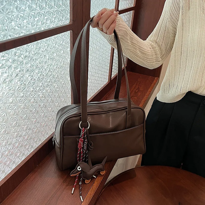 Women's Simple Bowling Large Capacity Retro Commuter Shoulder Bags