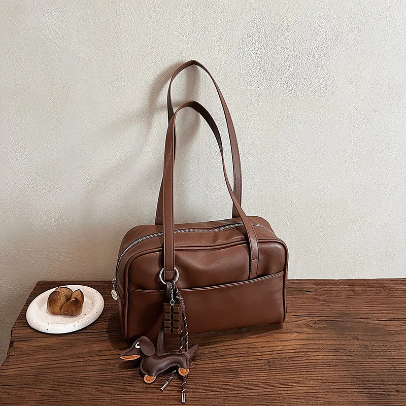 Women's Simple Bowling Large Capacity Retro Commuter Shoulder Bags