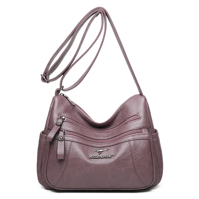 Women's Simple Elegant Soft Leather Textured Korean Crossbody Bags