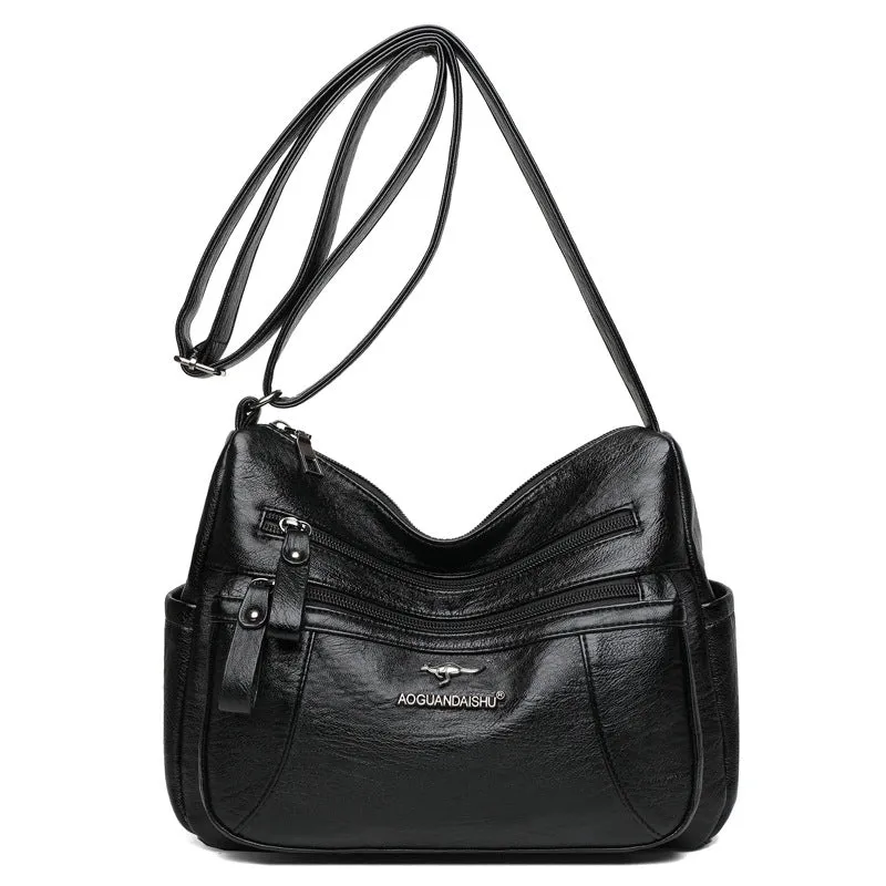 Women's Simple Elegant Soft Leather Textured Korean Crossbody Bags