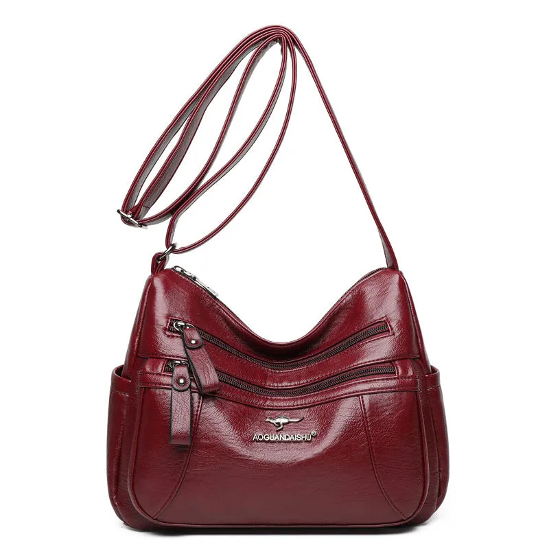 Women's Simple Elegant Soft Leather Textured Korean Crossbody Bags