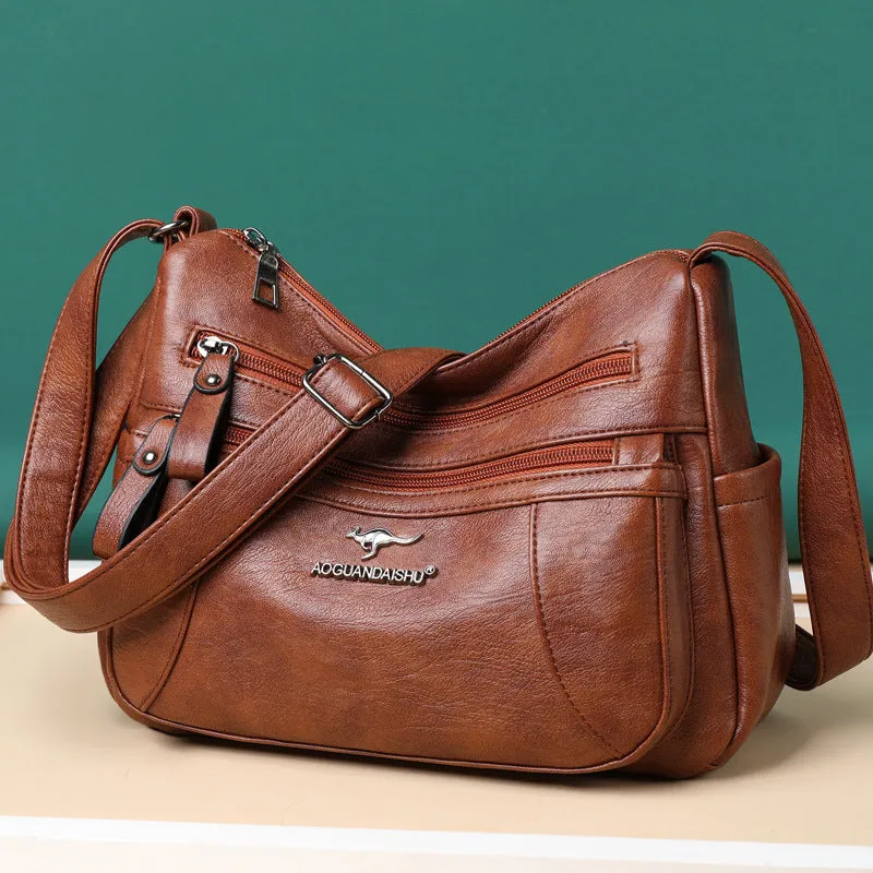 Women's Simple Elegant Soft Leather Textured Korean Crossbody Bags