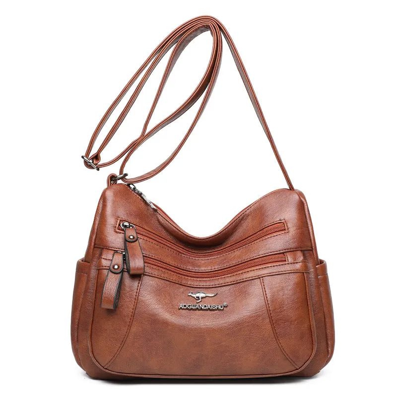 Women's Simple Elegant Soft Leather Textured Korean Crossbody Bags