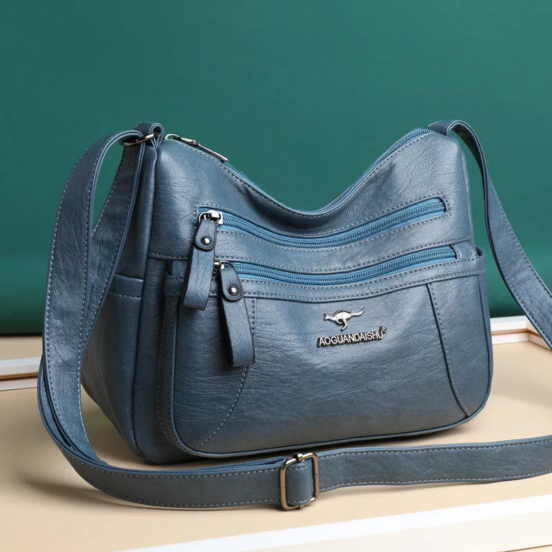 Women's Simple Elegant Soft Leather Textured Korean Crossbody Bags