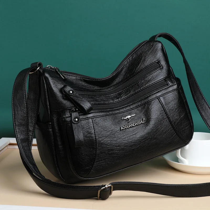 Women's Simple Elegant Soft Leather Textured Korean Crossbody Bags