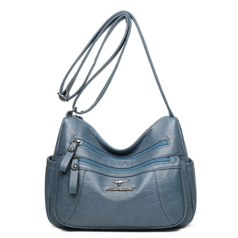 Women's Simple Elegant Soft Leather Textured Korean Crossbody Bags