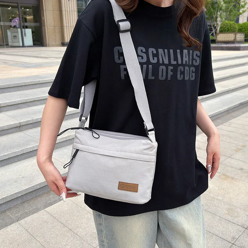 Women's Simple Solid Color Nylon Cloth Waterproof Shoulder Bags
