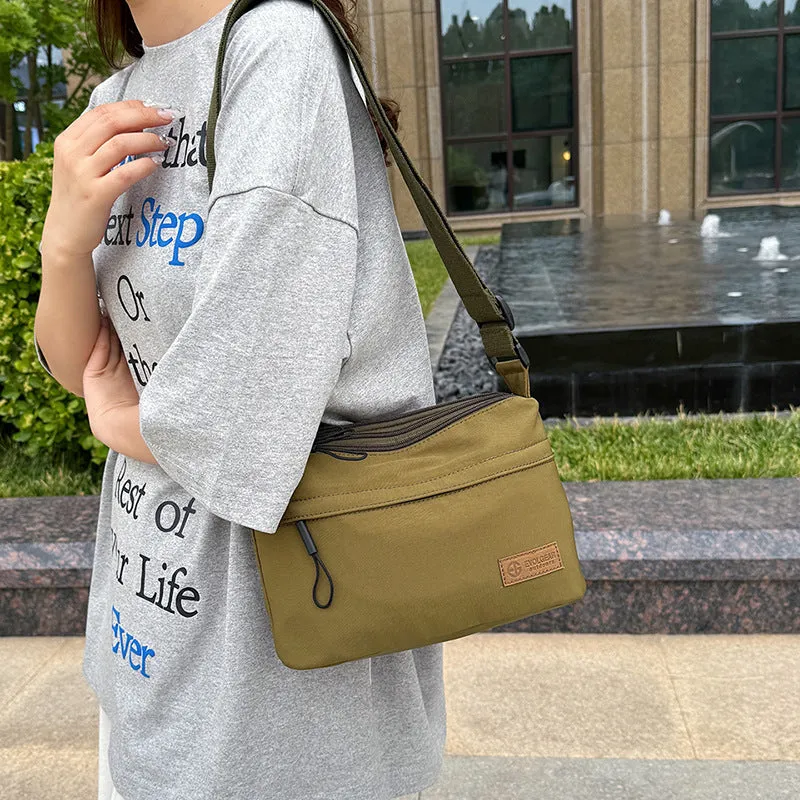 Women's Simple Solid Color Nylon Cloth Waterproof Shoulder Bags