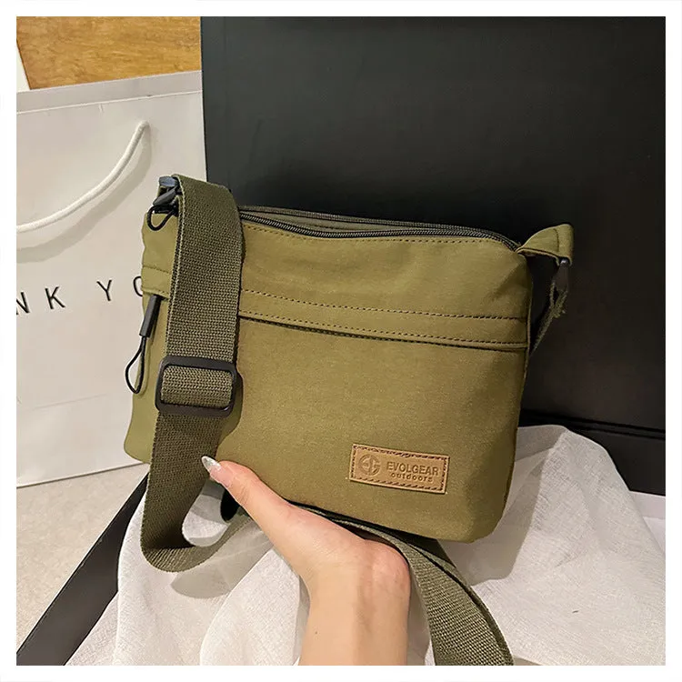 Women's Simple Solid Color Nylon Cloth Waterproof Shoulder Bags