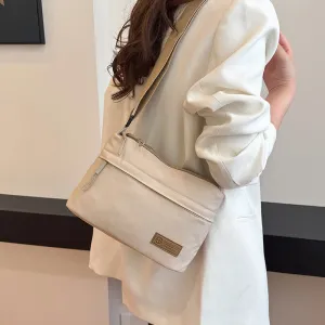 Women's Simple Solid Color Nylon Cloth Waterproof Shoulder Bags