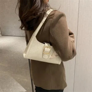 Women's Simple Textured Design Fashion Underarm Baguette Bags