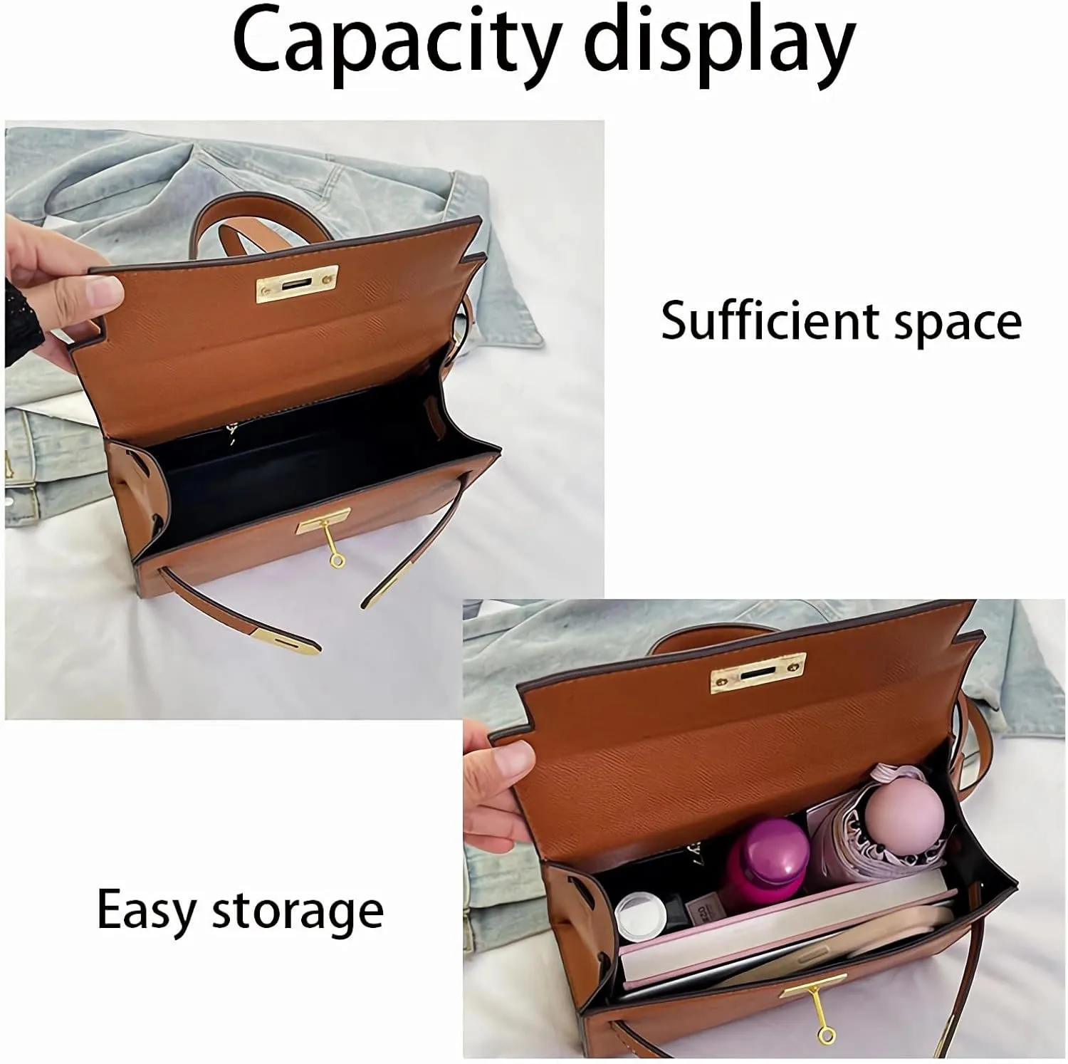 Women's Simple Underarm Purses PU Handbags Adjustable Strap Shoulder Bag and Crossbody Bags