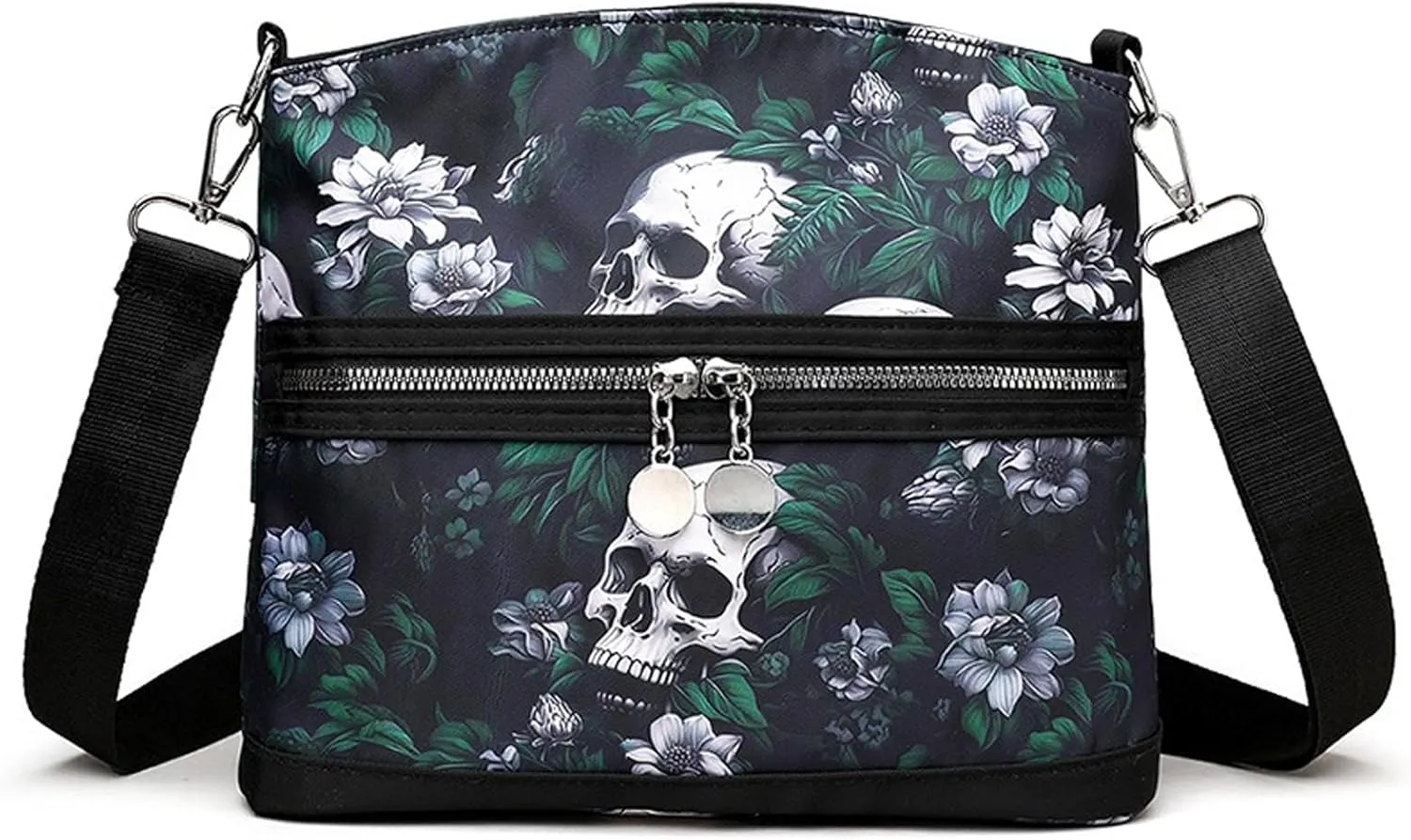 Women's Skull Shoulder Bag, Gothic Skull Wallet Y2k Backpack Street Hippie Backpack (green,One Size)