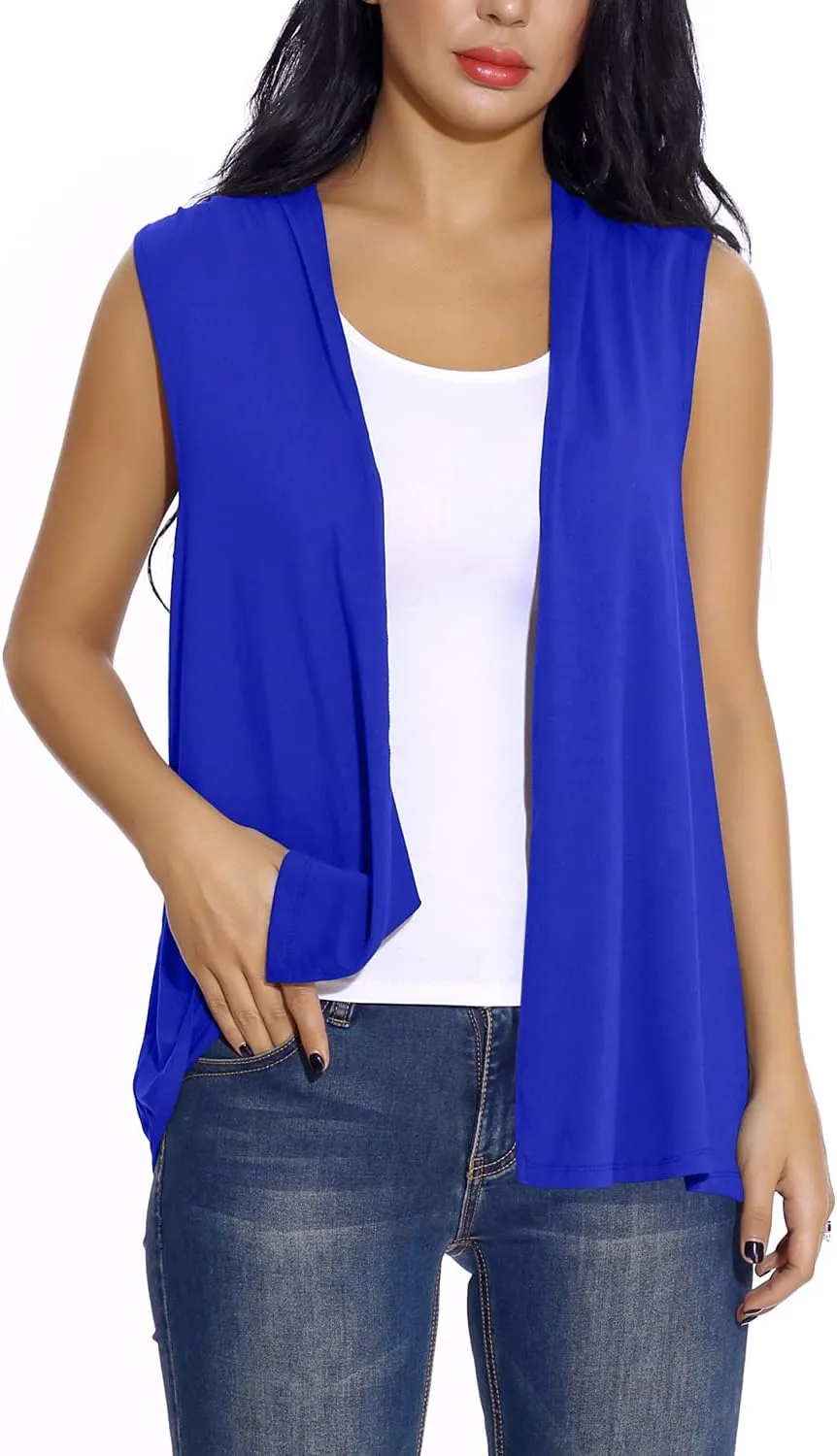 Women's Sleeveless Open Front Cardigan Vest Lightweight Cool Coat