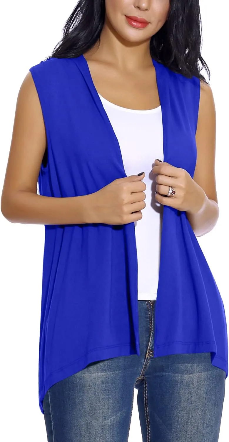 Women's Sleeveless Open Front Cardigan Vest Lightweight Cool Coat