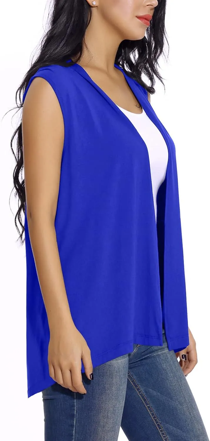 Women's Sleeveless Open Front Cardigan Vest Lightweight Cool Coat