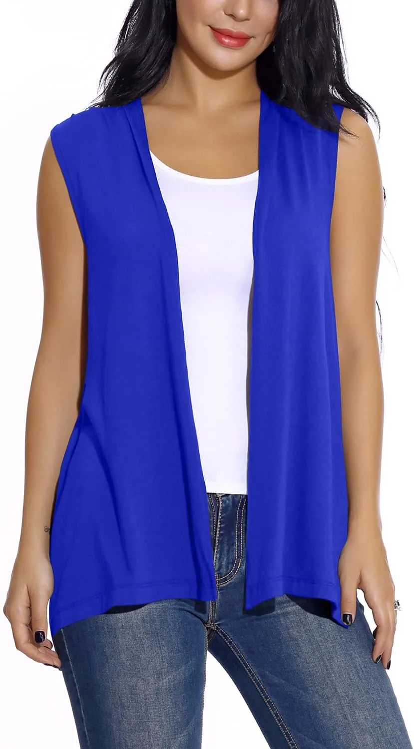 Women's Sleeveless Open Front Cardigan Vest Lightweight Cool Coat
