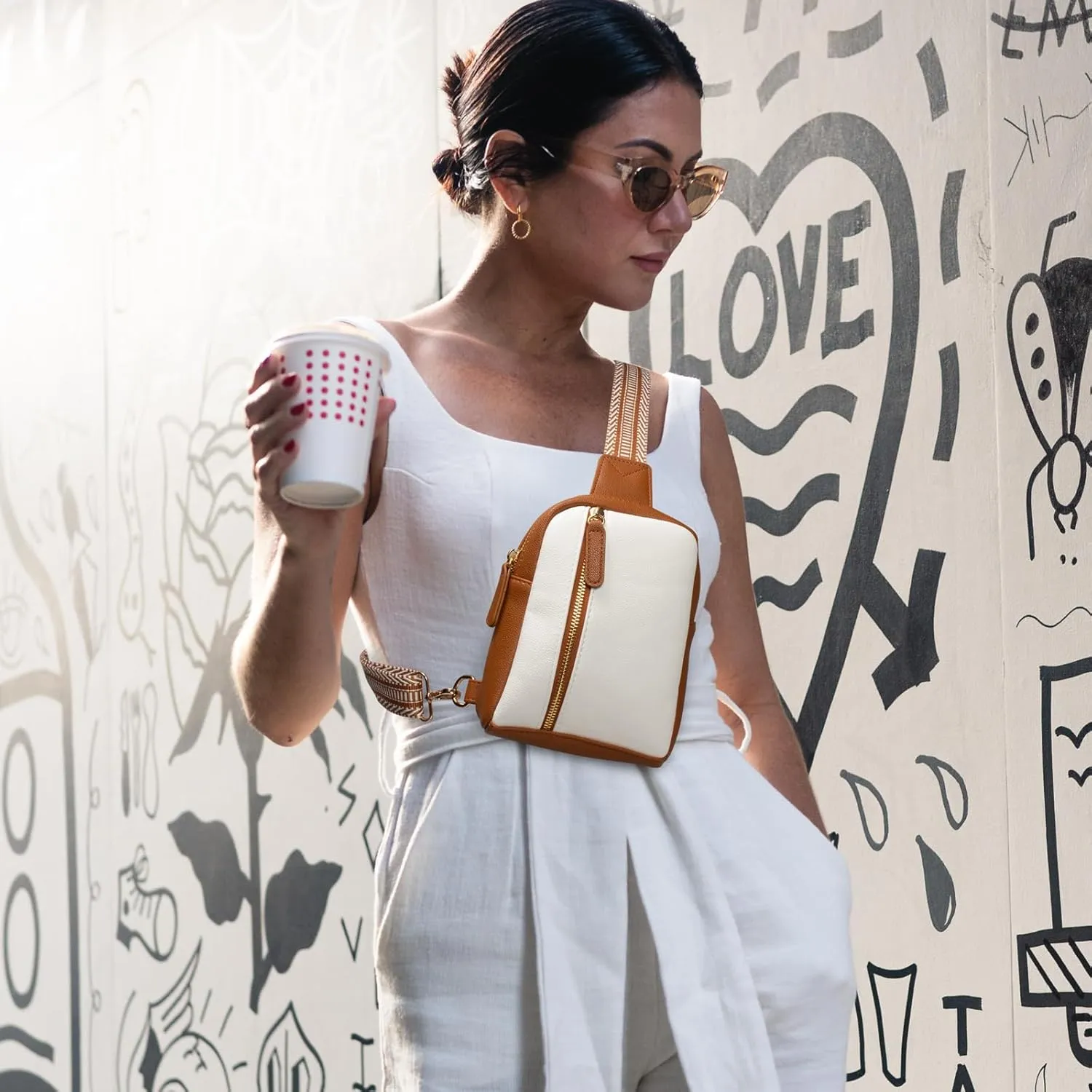 Womens Sling Bag Crossbody Fanny Pack Purse Leather Casual Fashion Travel Daypack Sport Chest Satchel for Women