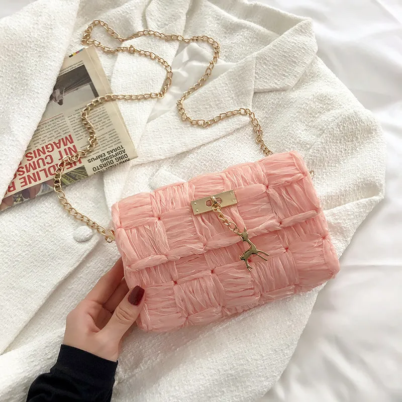 Women's Snow Yarn Woven Handmade Material Fashion Crossbody Bags
