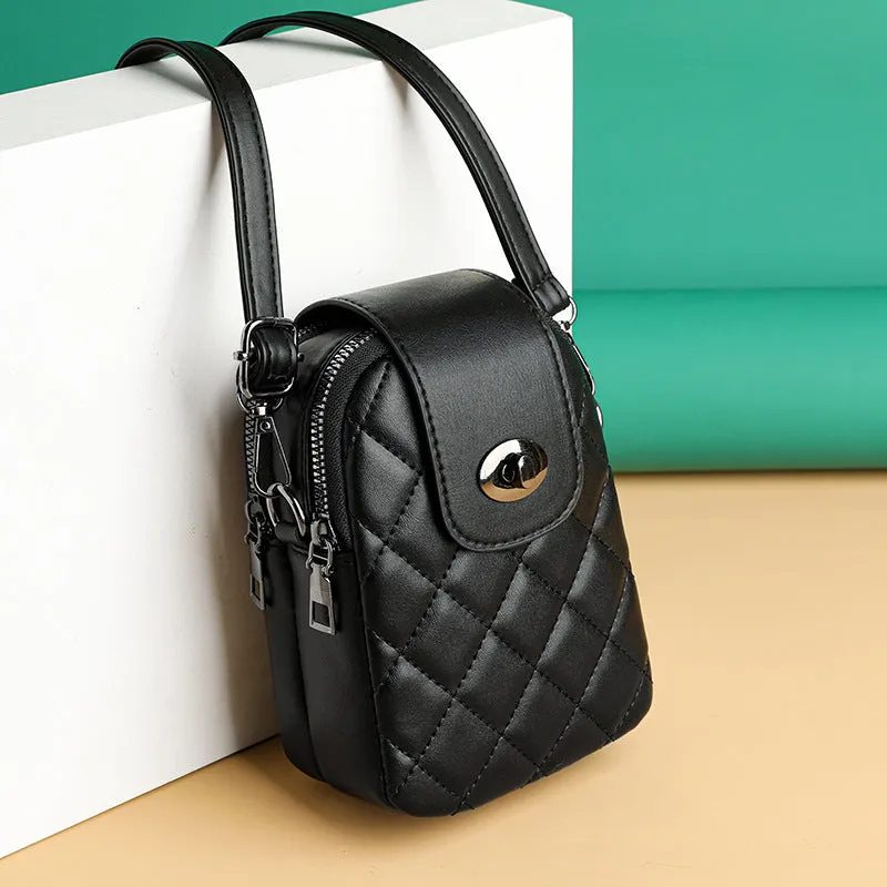 Women's Spring Fashion Rhombus Embroidery Thread Crossbody Bags