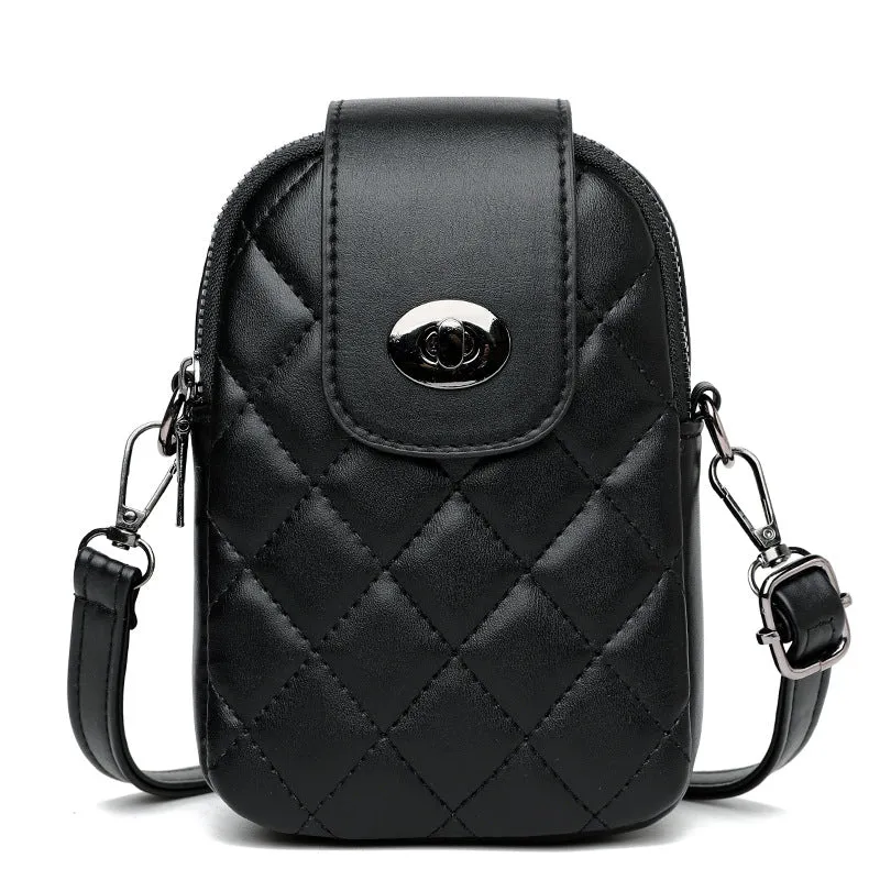 Women's Spring Fashion Rhombus Embroidery Thread Crossbody Bags