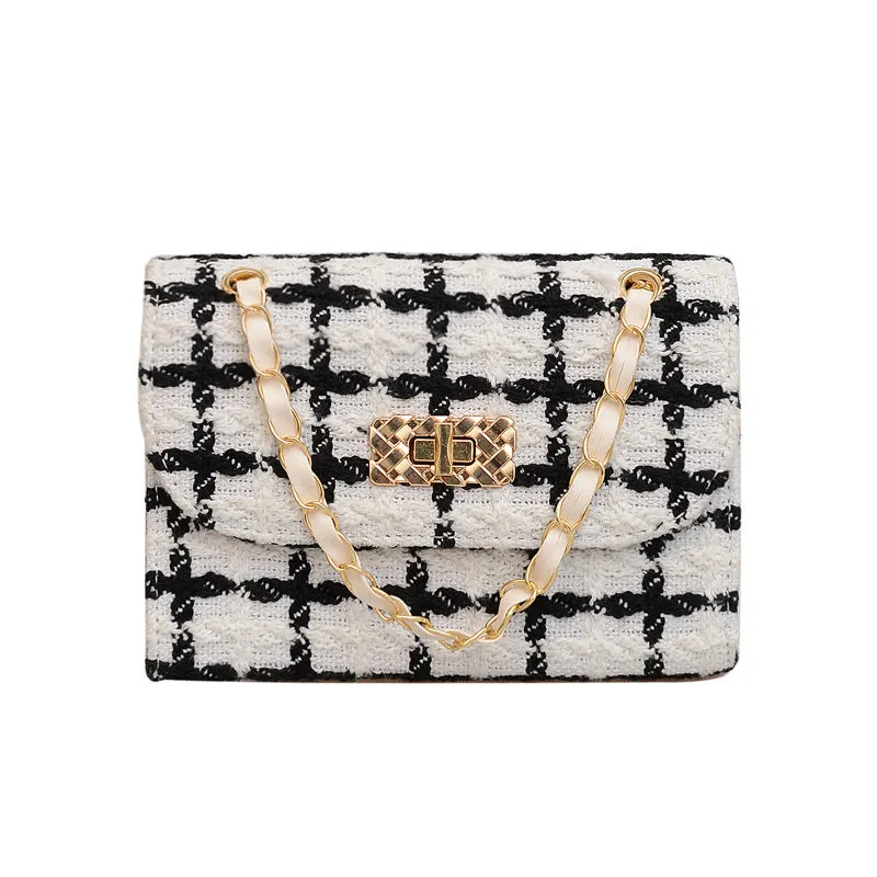 Women's Style Woolen Fashion Trendy Chain Textured Bags