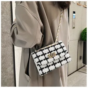 Women's Style Woolen Fashion Trendy Chain Textured Bags