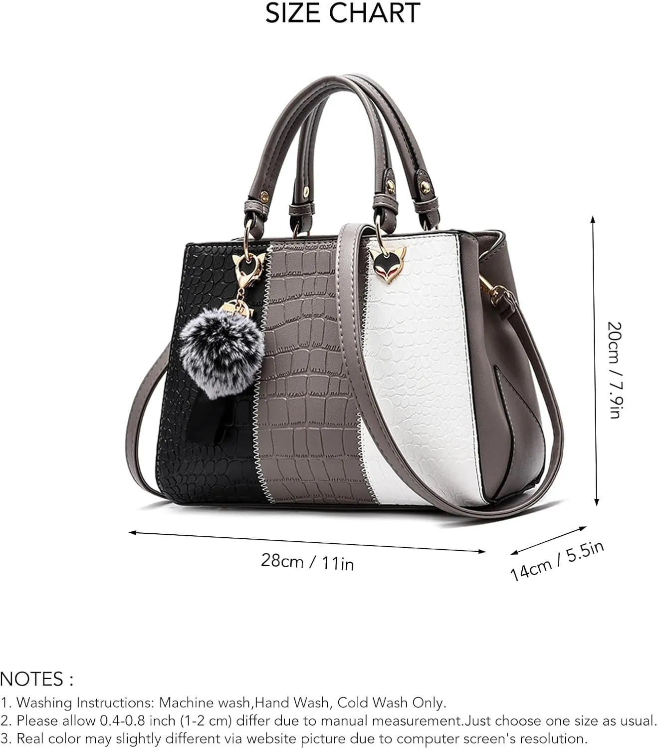 Women's Stylish Large Capacity PU Leather Shoulder Bag, Color Block Design Handbag for Work and Daily Use