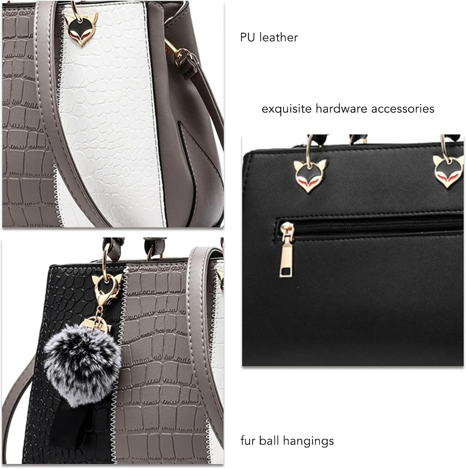 Women's Stylish Large Capacity PU Leather Shoulder Bag, Color Block Design Handbag for Work and Daily Use