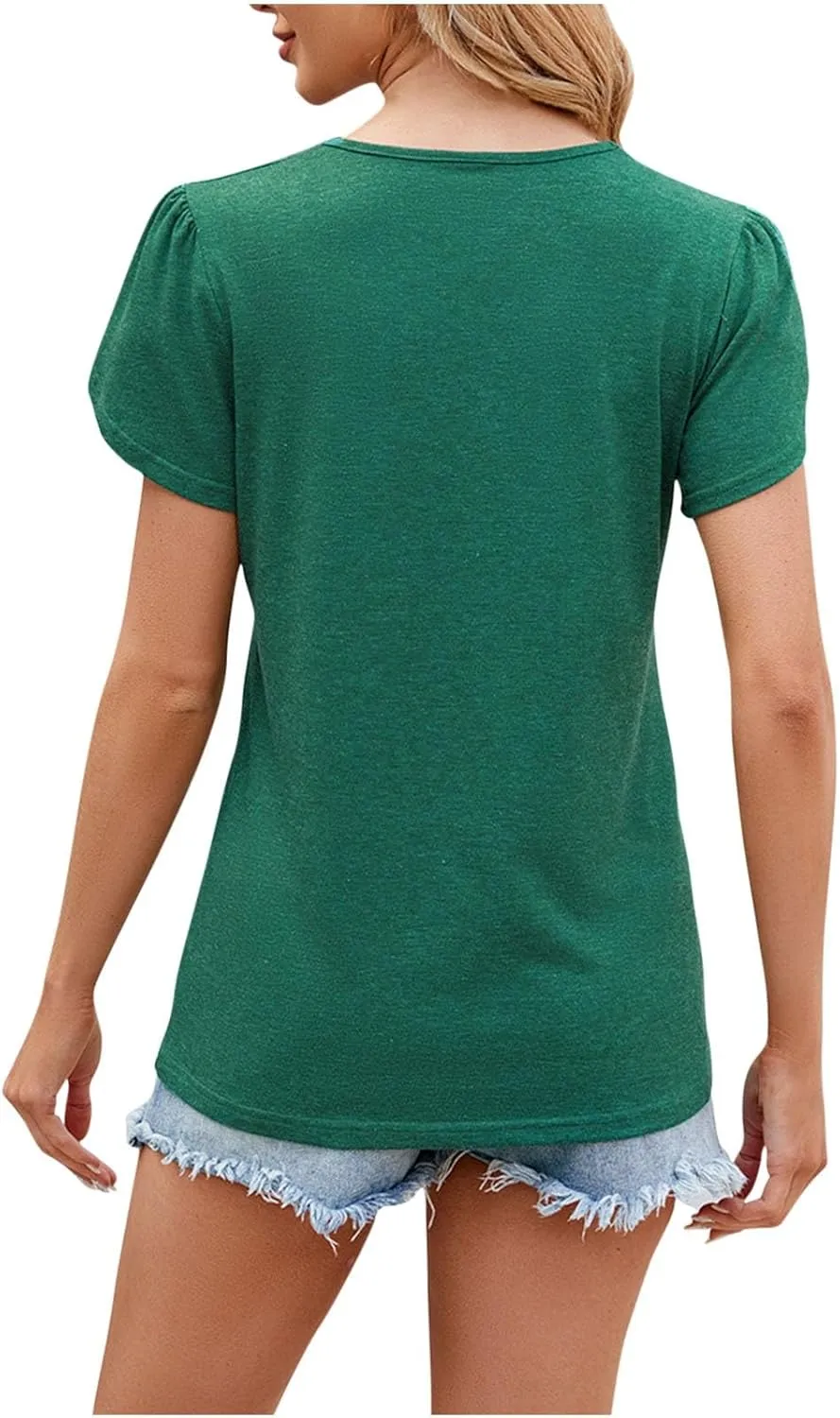 Womens Summer Tops Tulip Short Sleeve Trendy Vacation Outfits Casual Business Tshirts Fashion Blouses