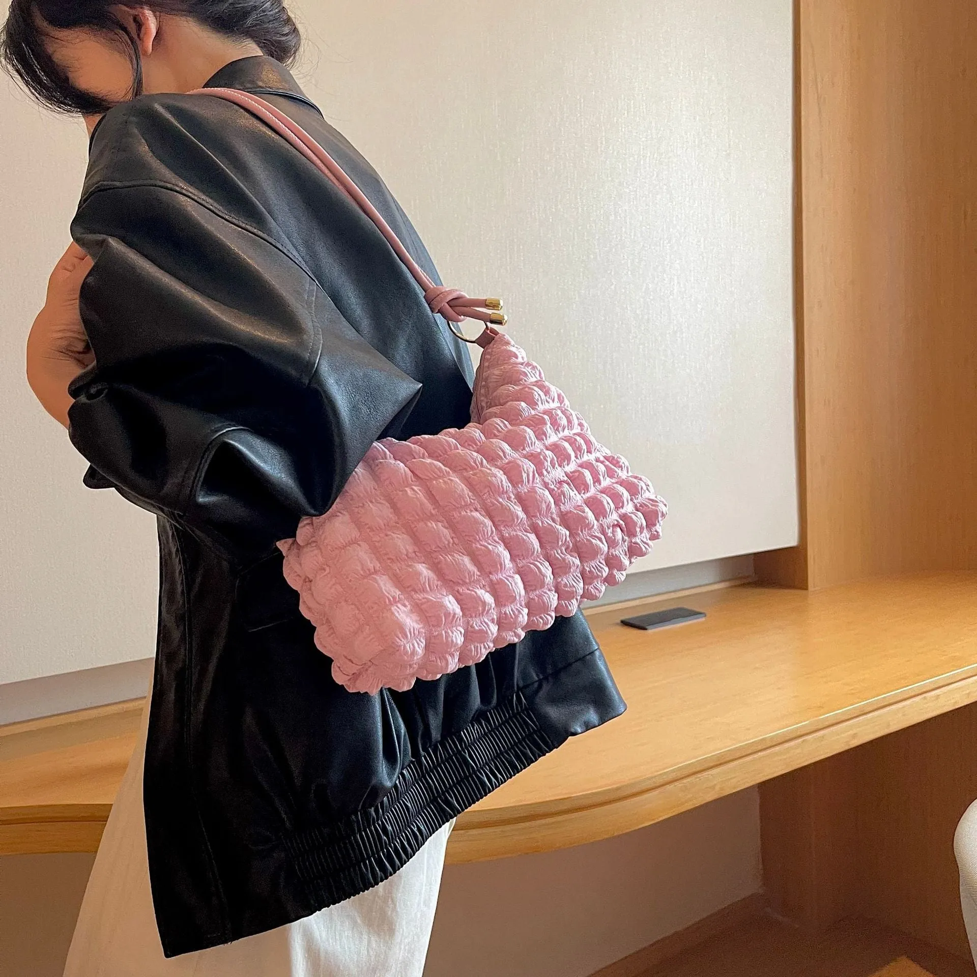 Women's Trendy Bubble Textured Underarm Minority Crossbody Bags