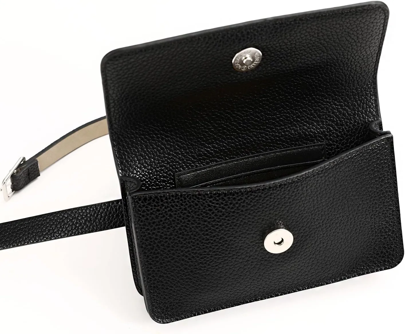 Women's Trendy Fanny Packs Black Leather CrossBody Bag Fashion Waist Pack Functional Belt Bag Adjustable Leather Strap