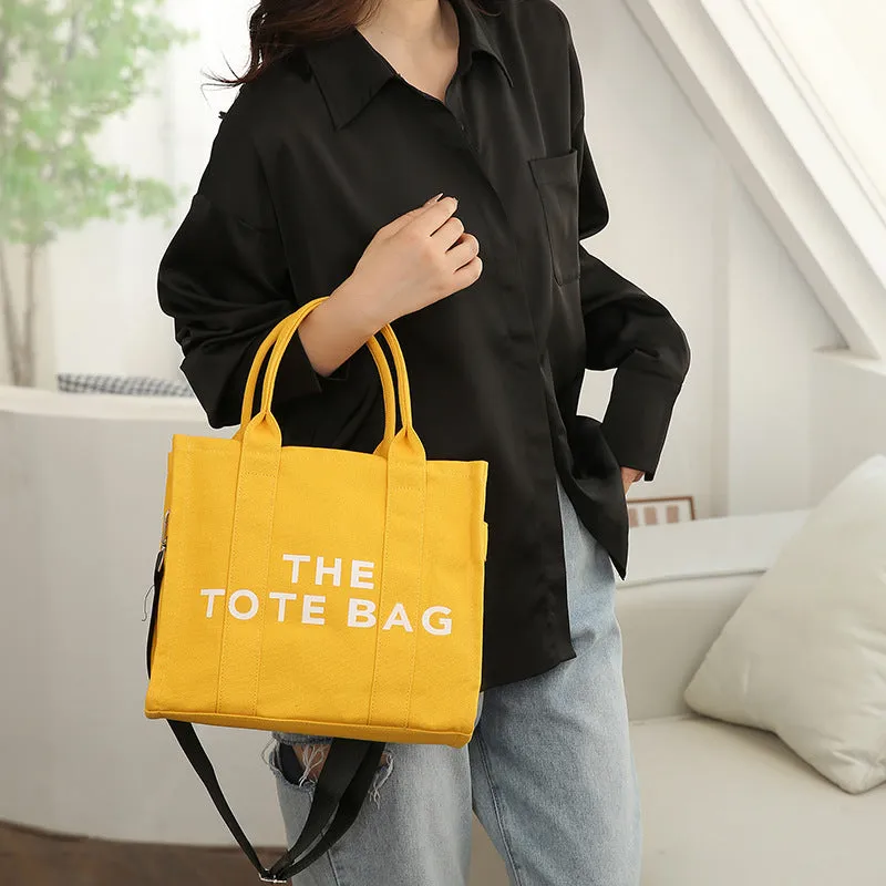 Women's Trendy Simple Fashion Letters Canvas Shoulder Bags