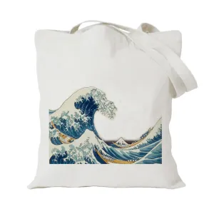 Women's Ukiyo-e Canvas Shopping Simple Cloth One Shoulder Bags