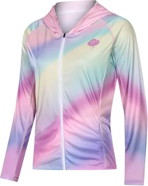 Women's UPF 50  Sun Protection Shirt Printed UV Hoodie Jacket Full Zip with Pockets