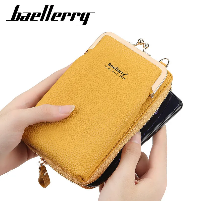 Women's Vertical Fashion Litchi Pattern Mobile Korean Phone Bags