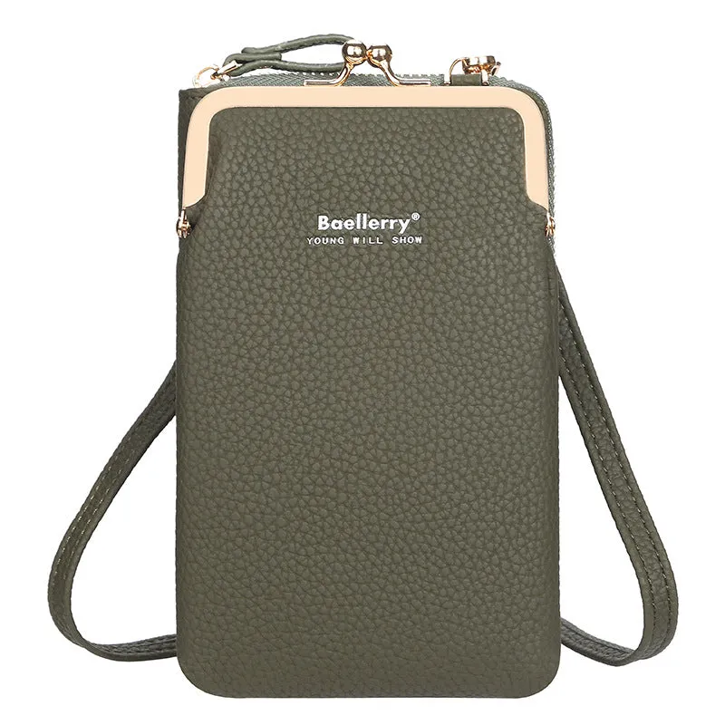 Women's Vertical Fashion Litchi Pattern Mobile Korean Phone Bags