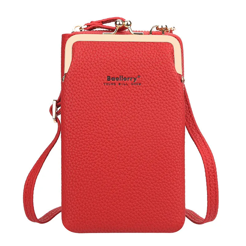 Women's Vertical Fashion Litchi Pattern Mobile Korean Phone Bags