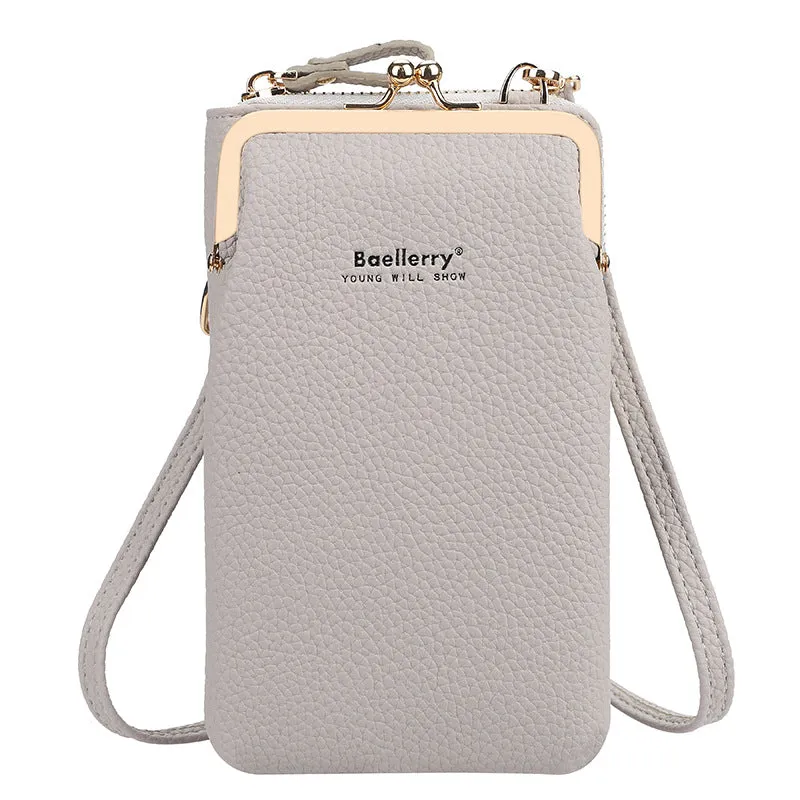 Women's Vertical Fashion Litchi Pattern Mobile Korean Phone Bags