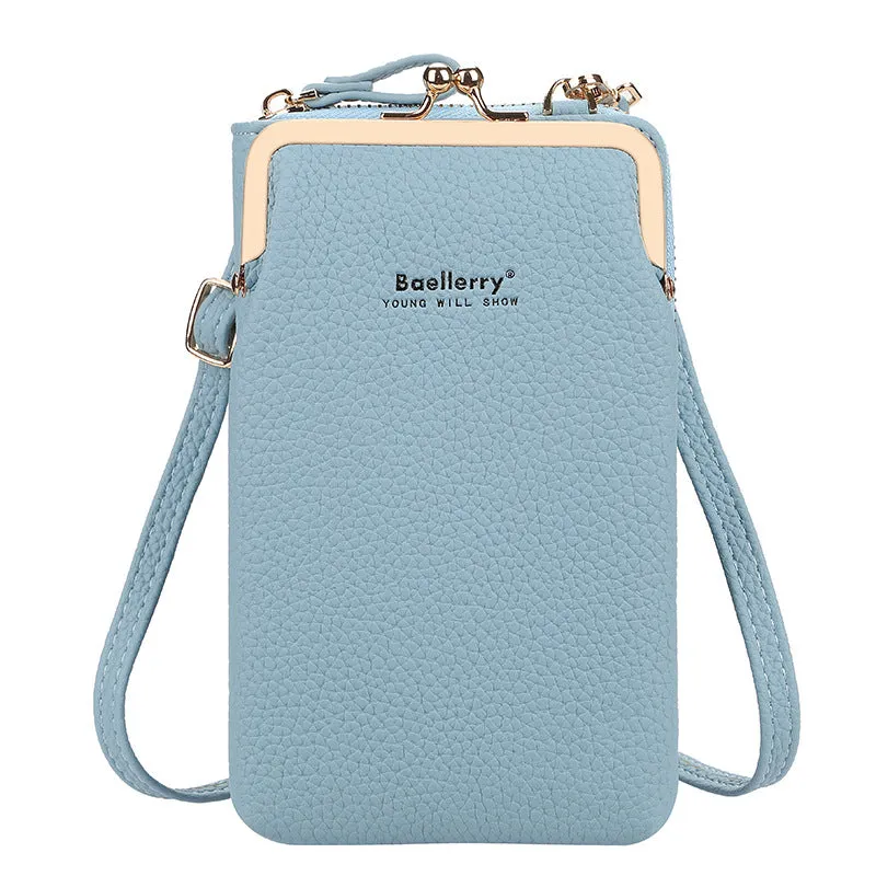 Women's Vertical Fashion Litchi Pattern Mobile Korean Phone Bags